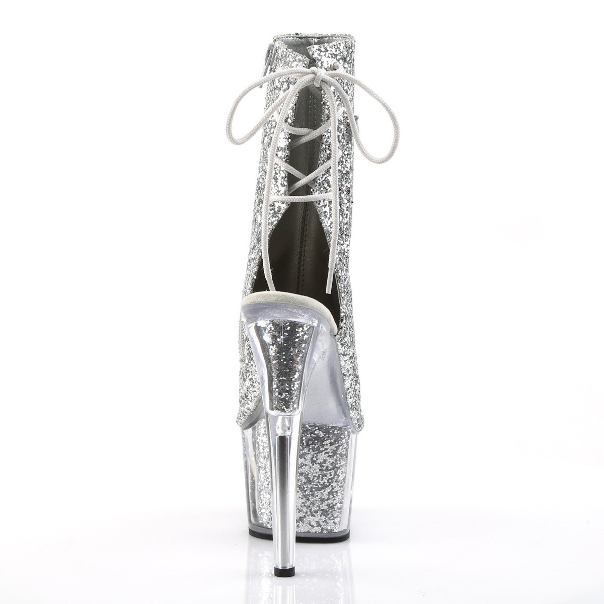 Pleaser Adore-1018G S/M - Silver High-Platform Peep Toe Boots