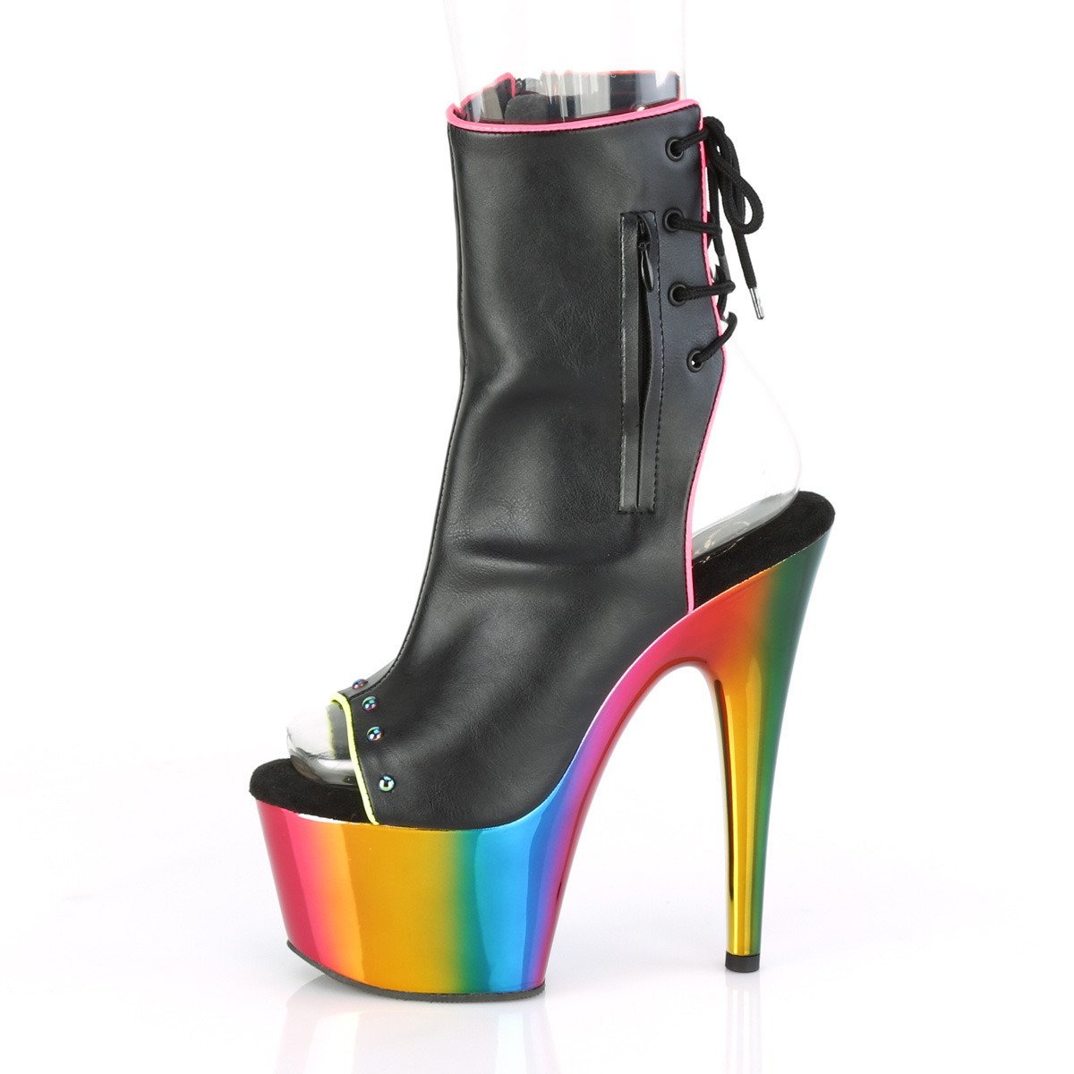Pleaser Adore-1018RC-02 BPU/CH - Black High-Platform Peep Toe Boots