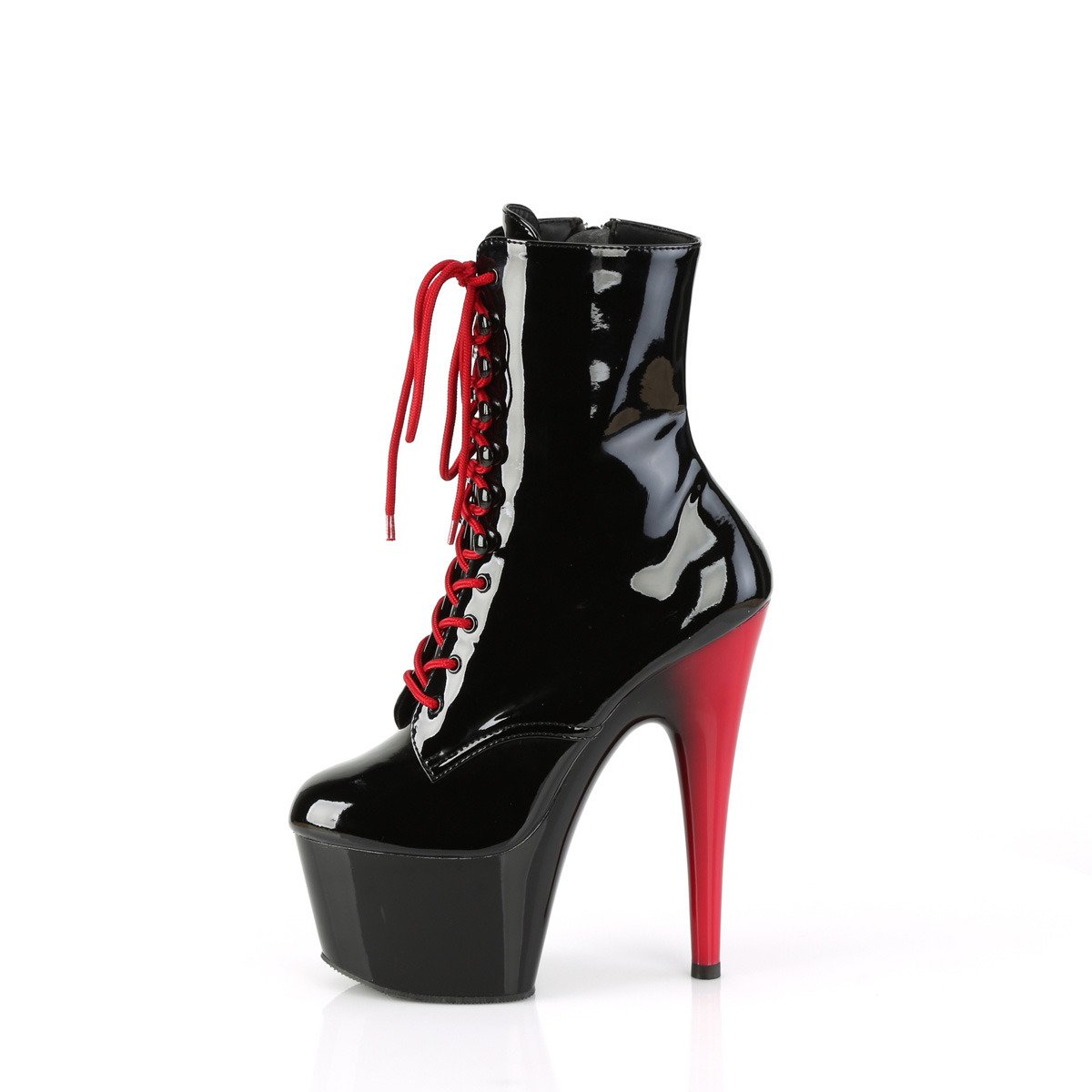 Pleaser Adore-1020 B/B-R - Shiny Black High-Platform Ankle Boots