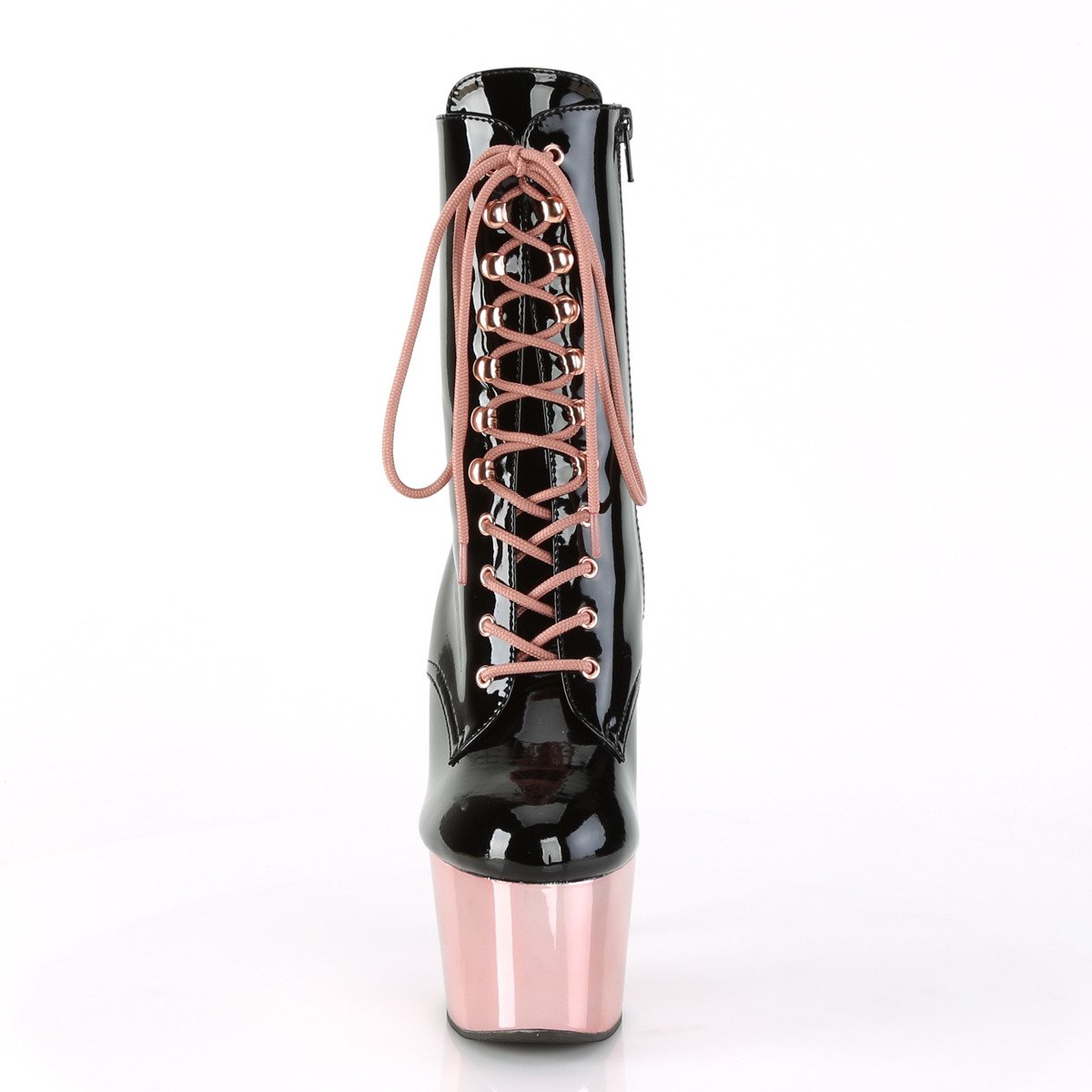 Pleaser Adore-1020 B/ROGLDCH - Shiny Black High-Platform Ankle Boots