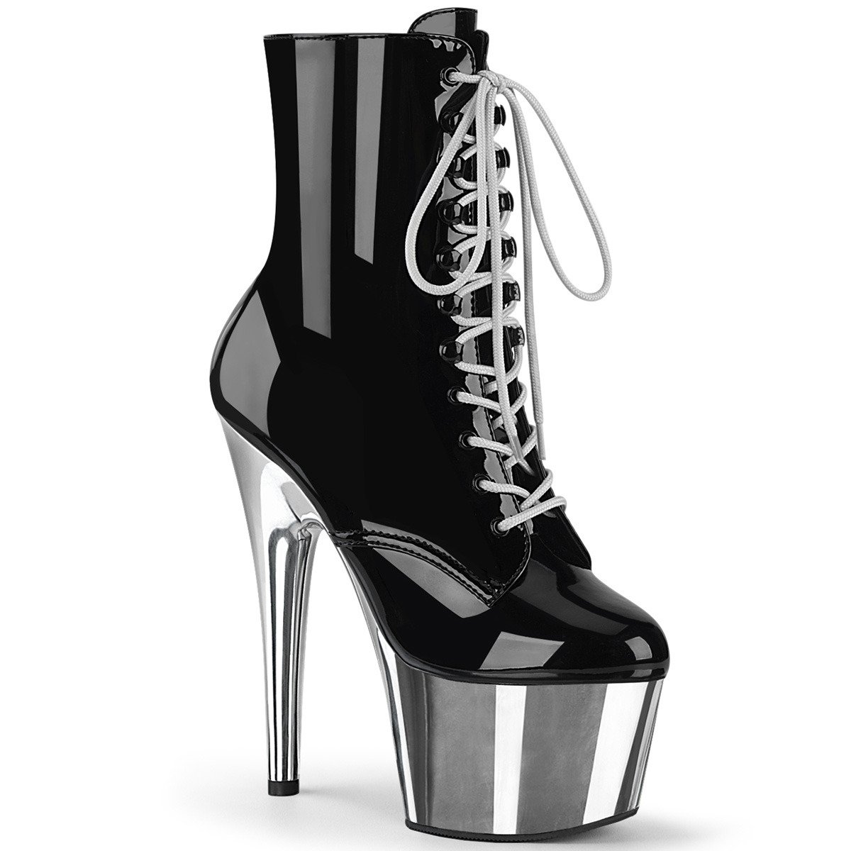 Pleaser Adore-1020 B/SCH - Shiny Black High-Platform Ankle Boots