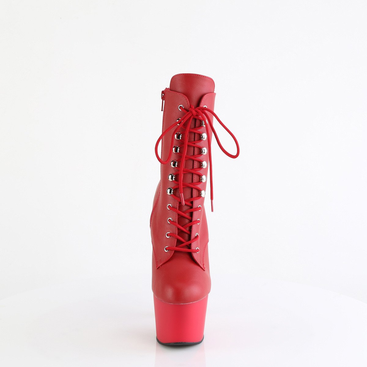 Pleaser Adore-1020 RPU/M - Red High-Platform Ankle Boots