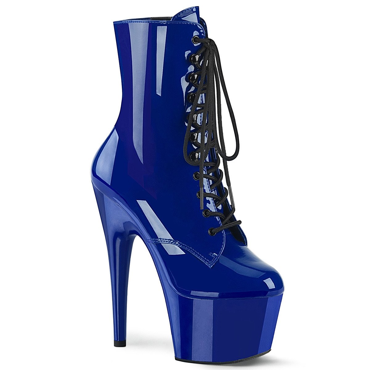 Pleaser Adore-1020 RYBL/M - Shiny Blue High-Platform Ankle Boots