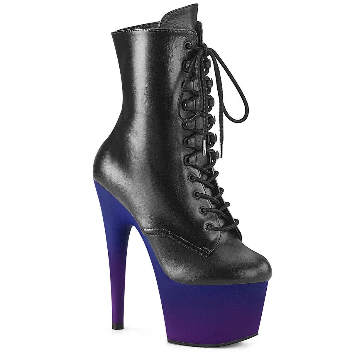Pleaser Adore-1020BP BPU/BLU-PP - Black High-Platform Ankle Boots