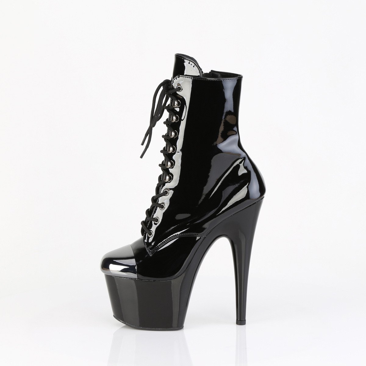 Pleaser Adore-1020ESC B/M - Shiny Black High-Platform Ankle Boots