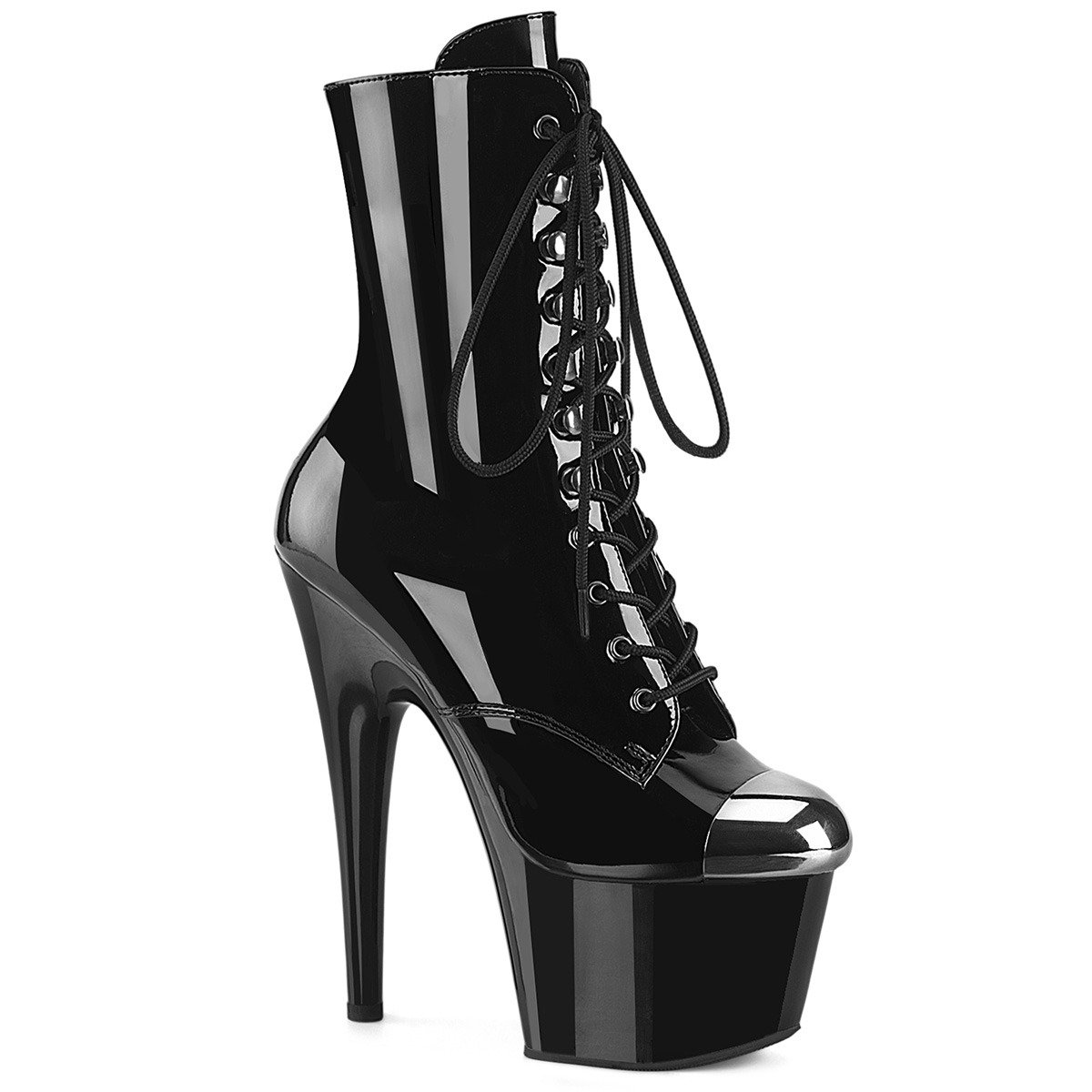 Pleaser Adore-1020ESC B/M - Shiny Black High-Platform Ankle Boots