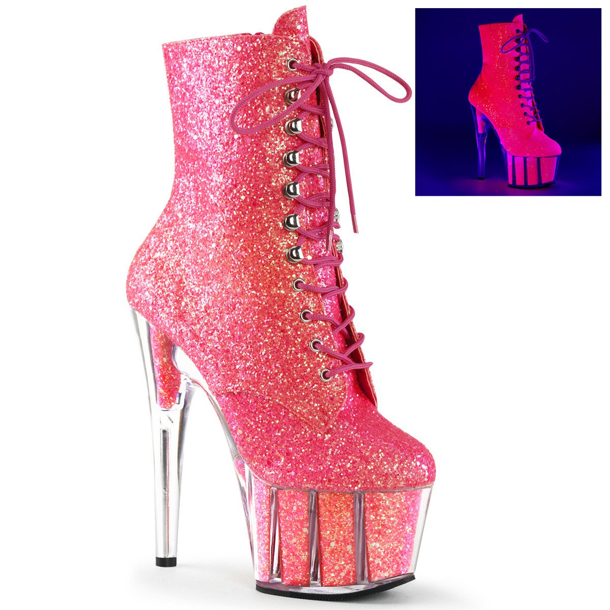 Pleaser Adore-1020G NPNK/M - Pink High-Platform Ankle Boots