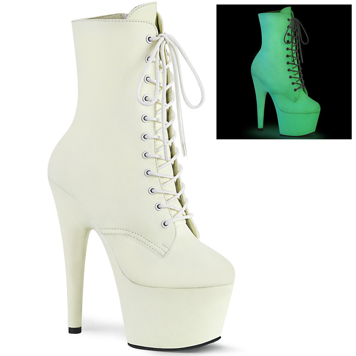 Pleaser Adore-1020GD WPU/M - White High-Platform Ankle Boots