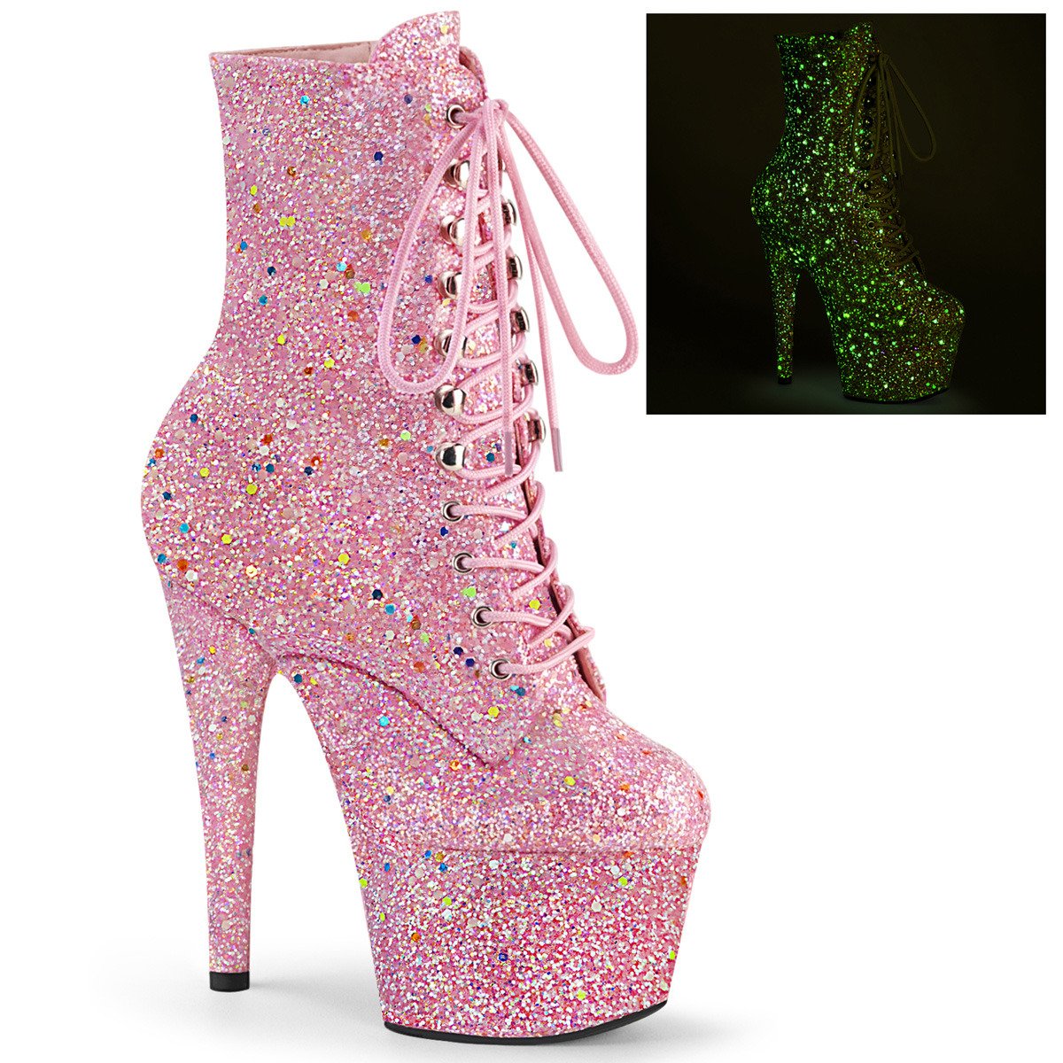 Pleaser Adore-1020GDLG PNG/M - Pink High-Platform Ankle Boots