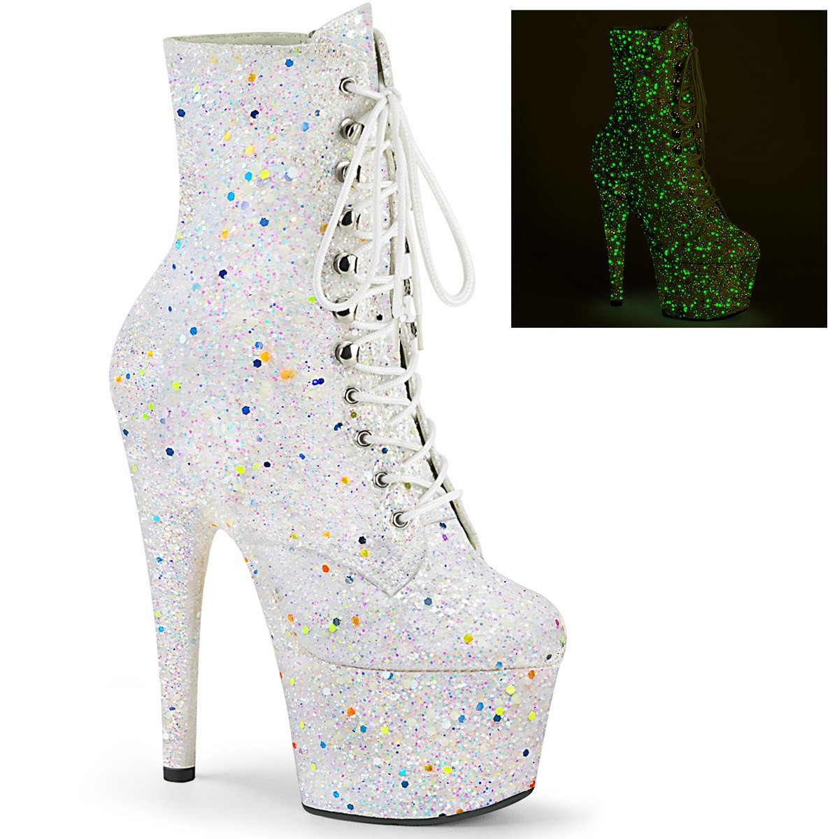 Pleaser Adore-1020GDLG WG/M - White High-Platform Ankle Boots