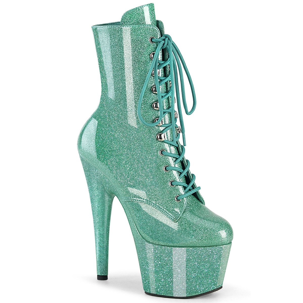 Pleaser Adore-1020GP AQG/M - Shiny Turquoise High-Platform Ankle Boots
