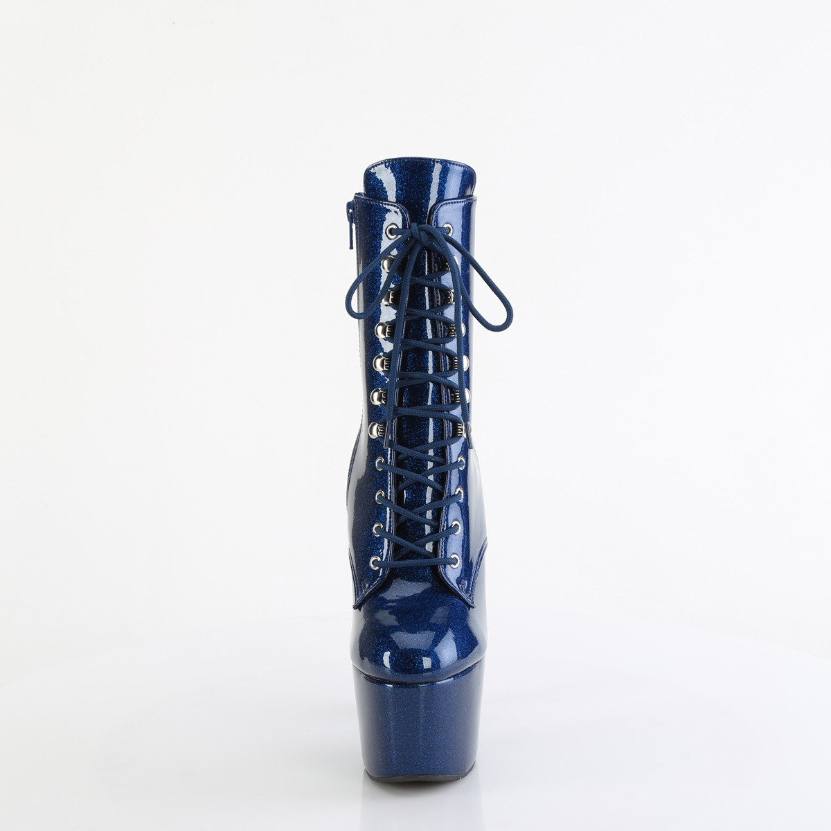 Pleaser Adore-1020GP NBG/M - Shiny Blue High-Platform Ankle Boots