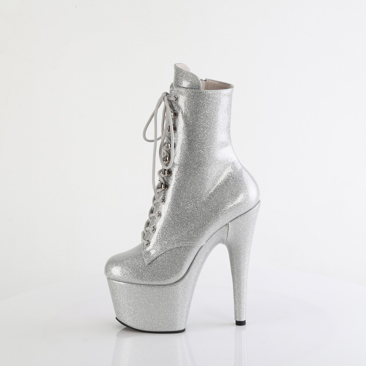 Pleaser Adore-1020GP SG/M - Shiny Silver High-Platform Ankle Boots