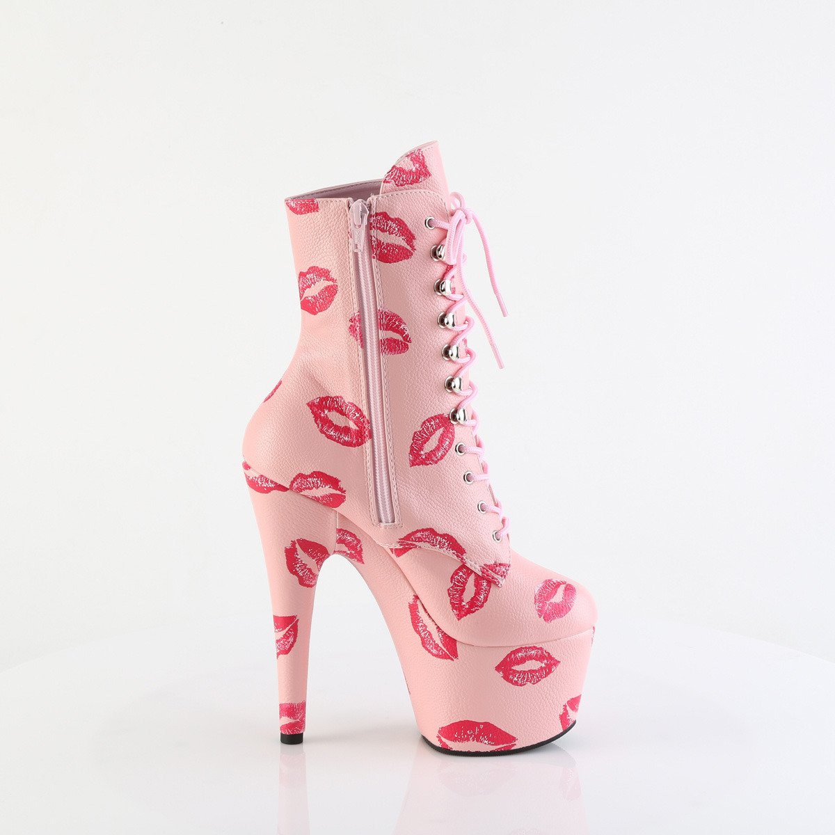 Pleaser Adore-1020KISSES BPPU/M - Pink High-Platform Ankle Boots