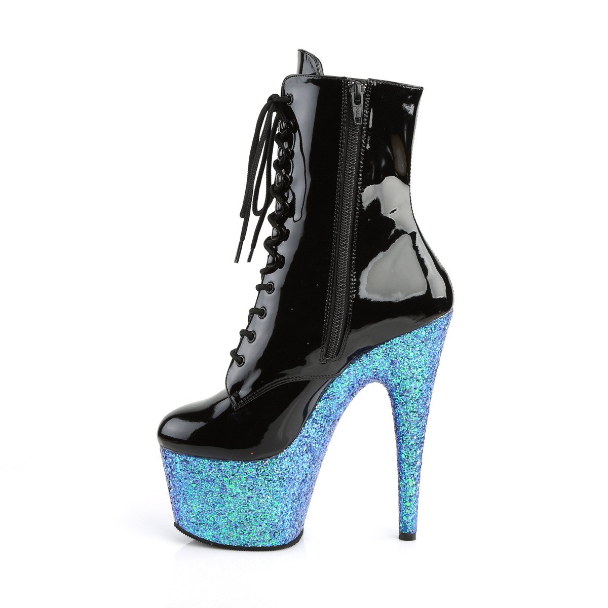 Pleaser Adore-1020LG B/BLG - Shiny Black High-Platform Ankle Boots
