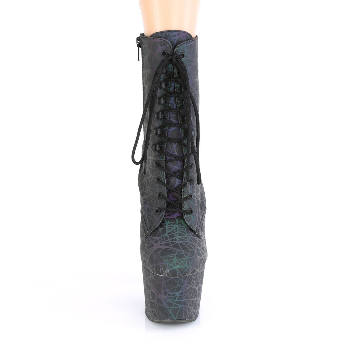 Pleaser Adore-1020REFL GNPP/M - Green High-Platform Ankle Boots