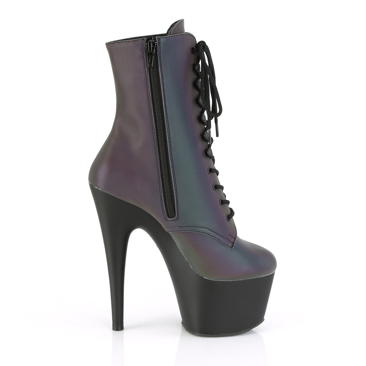 Pleaser Adore-1020REFL GRNMC/B - Green High-Platform Ankle Boots
