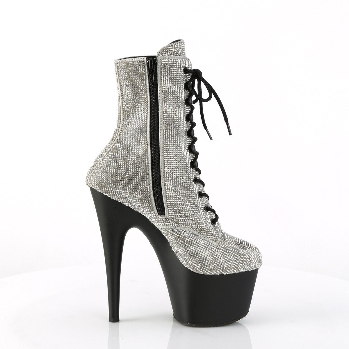 Pleaser Adore-1020RS SRS/B - Silver High-Platform Ankle Boots