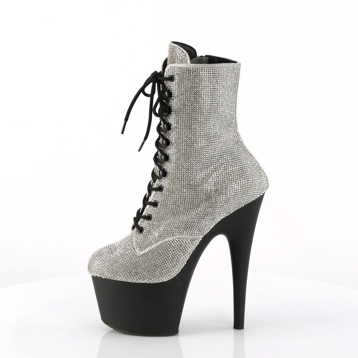 Pleaser Adore-1020RS SRS/B - Silver High-Platform Ankle Boots