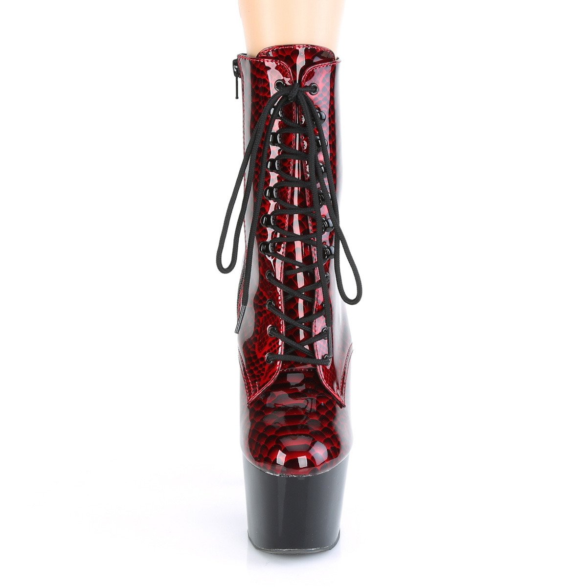 Pleaser Adore-1020SP RSPPT/B - Shiny Red High-Platform Ankle Boots