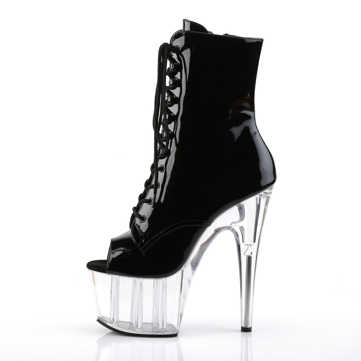 Pleaser Adore-1021 B/C - Shiny Black High-Platform Ankle Boots