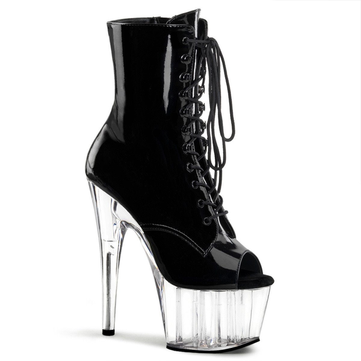 Pleaser Adore-1021 B/C - Shiny Black High-Platform Ankle Boots