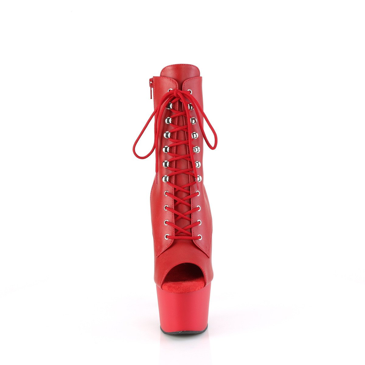 Pleaser Adore-1021 RPU/M - Red High-Platform Ankle Boots