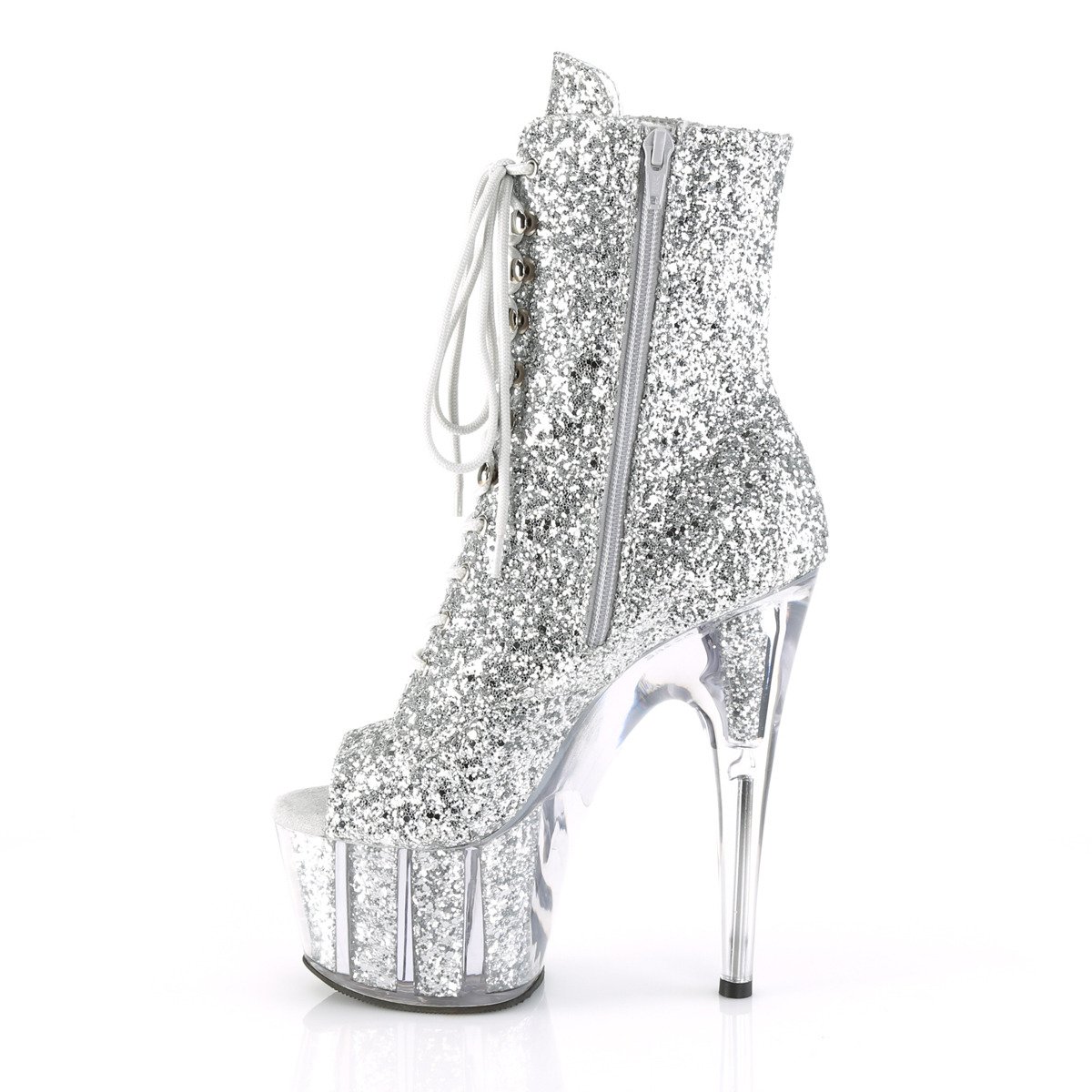 Pleaser Adore-1021G SG/M - Silver High-Platform Ankle Boots