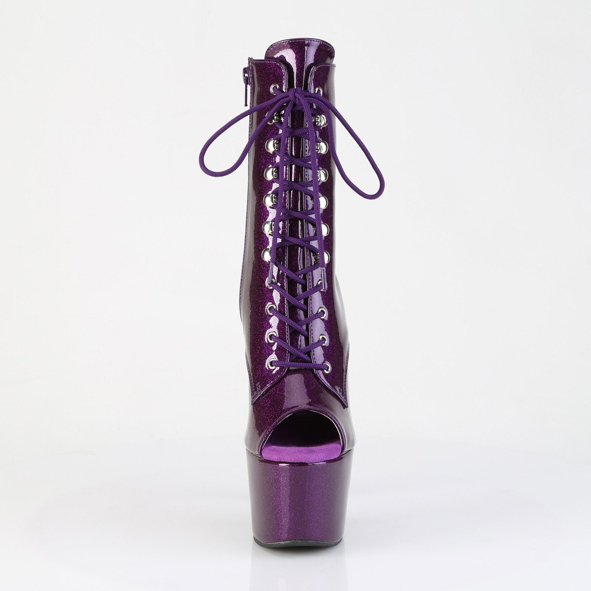 Pleaser Adore-1021GP PPG/M - Shiny Violet High-Platform Peep Toe Boots