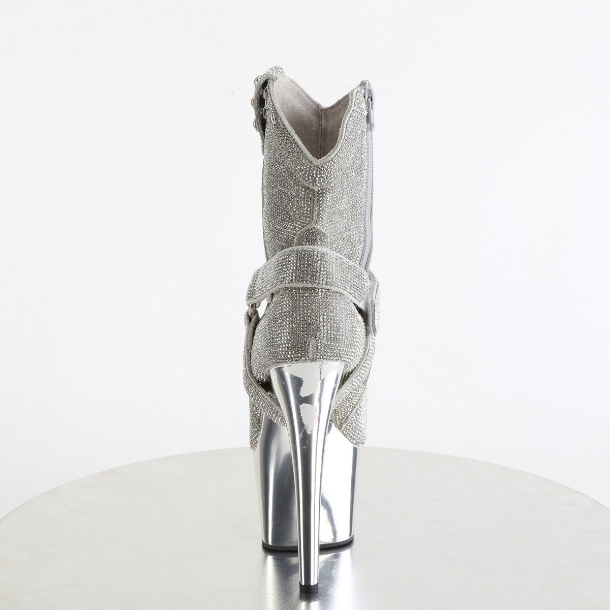 Pleaser Adore-1029CHRS S/SCH - Silver High-Platform Ankle Boots