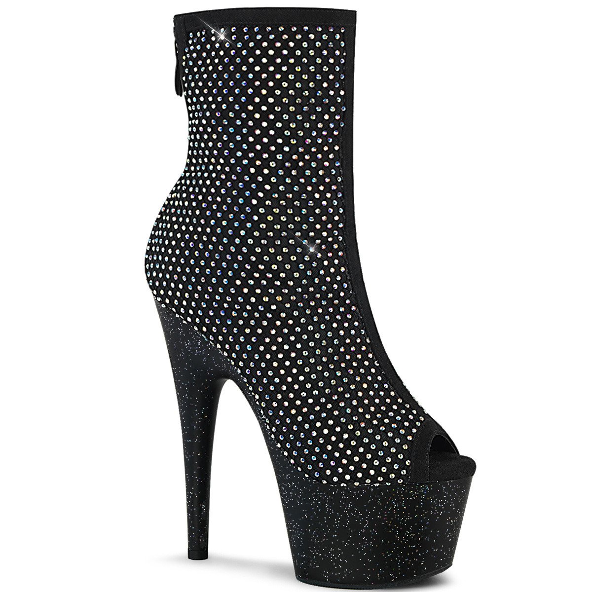 Pleaser Adore-1031GM BFA-RS/M - Black High-Platform Peep Toe Boots