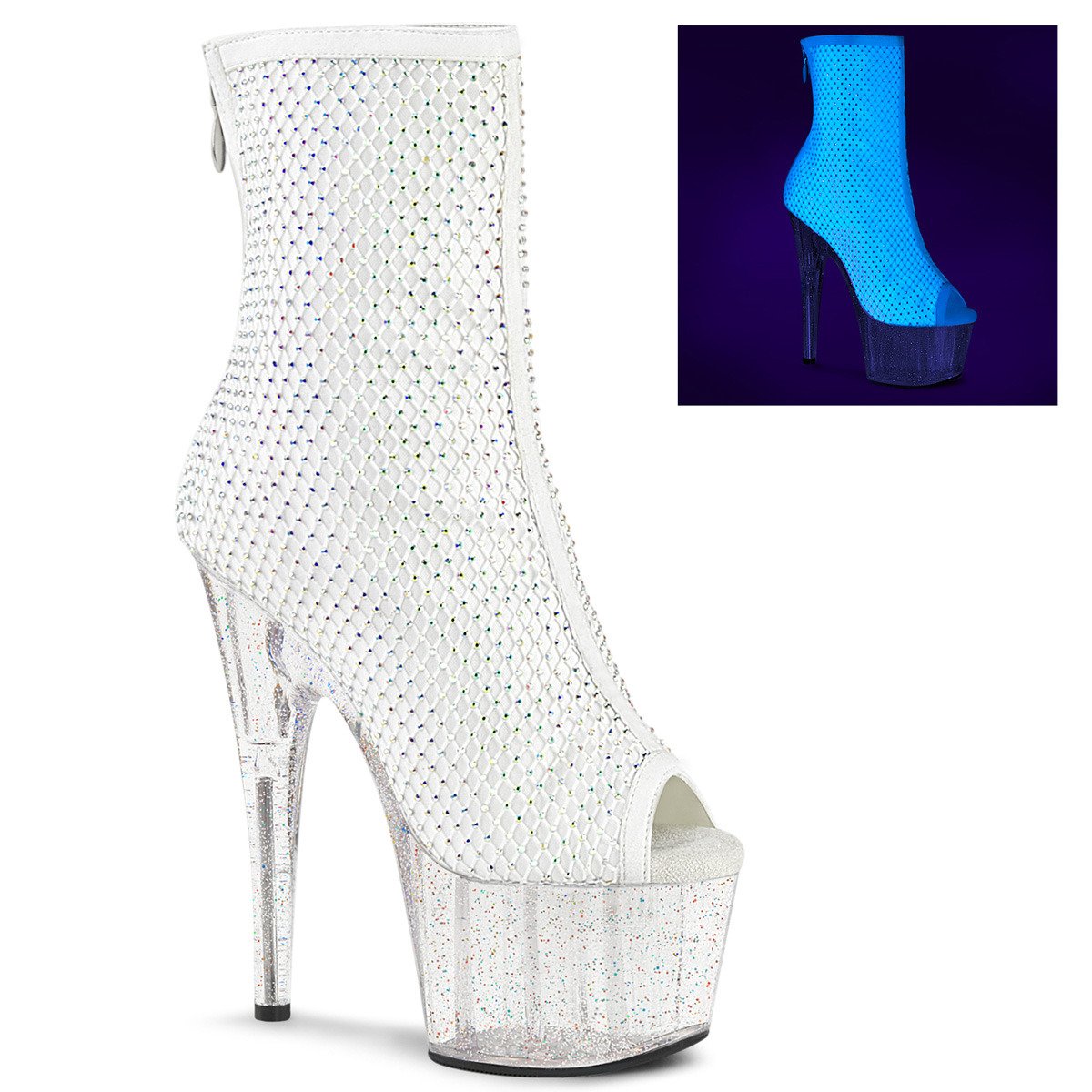 Pleaser Adore-1031GM WFA-RS/C - White High-Platform Peep Toe Boots