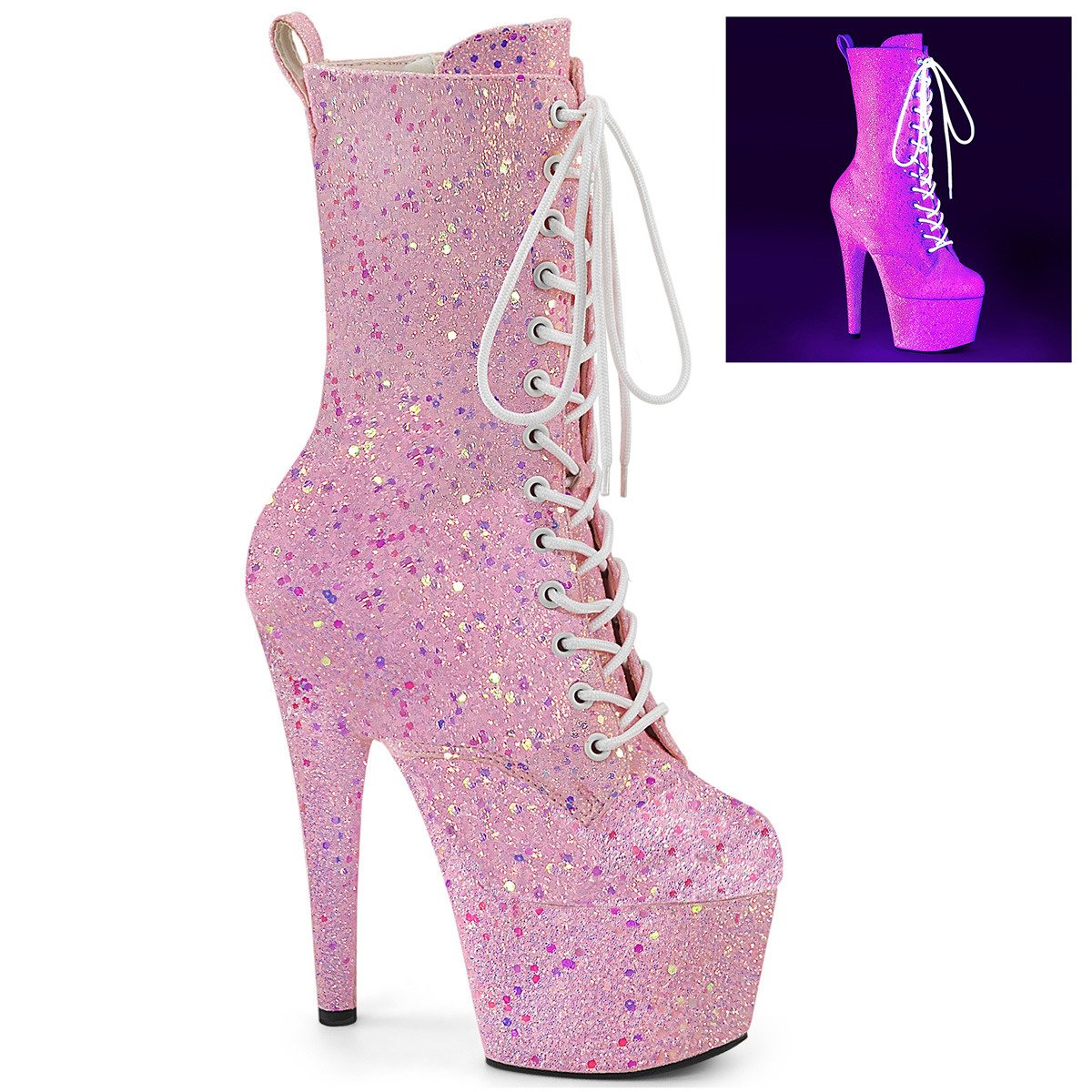 Pleaser Adore-1040IG NBPG/M - Pink High-Platform Ankle Boots