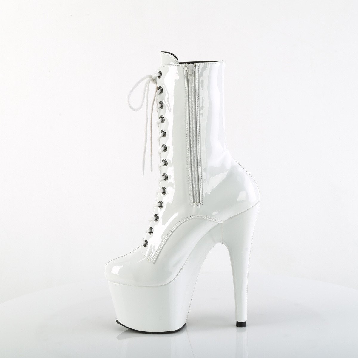Pleaser Adore-1040TT TP-W/M - Shiny Beige High-Platform Ankle Boots