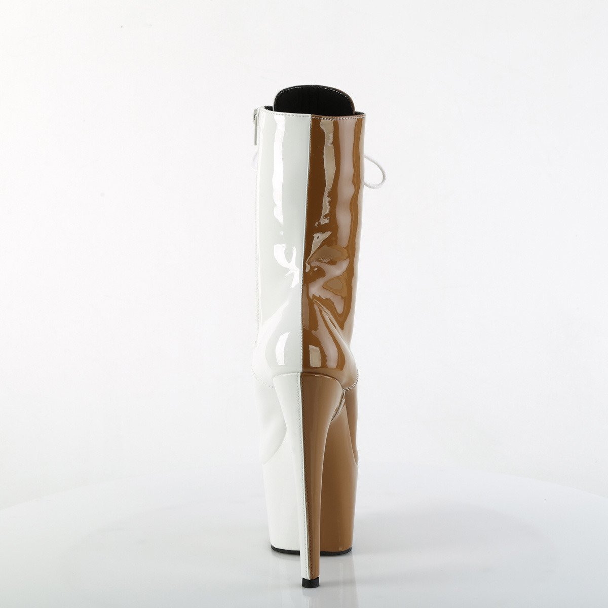 Pleaser Adore-1040TT TP-W/M - Shiny Beige High-Platform Ankle Boots