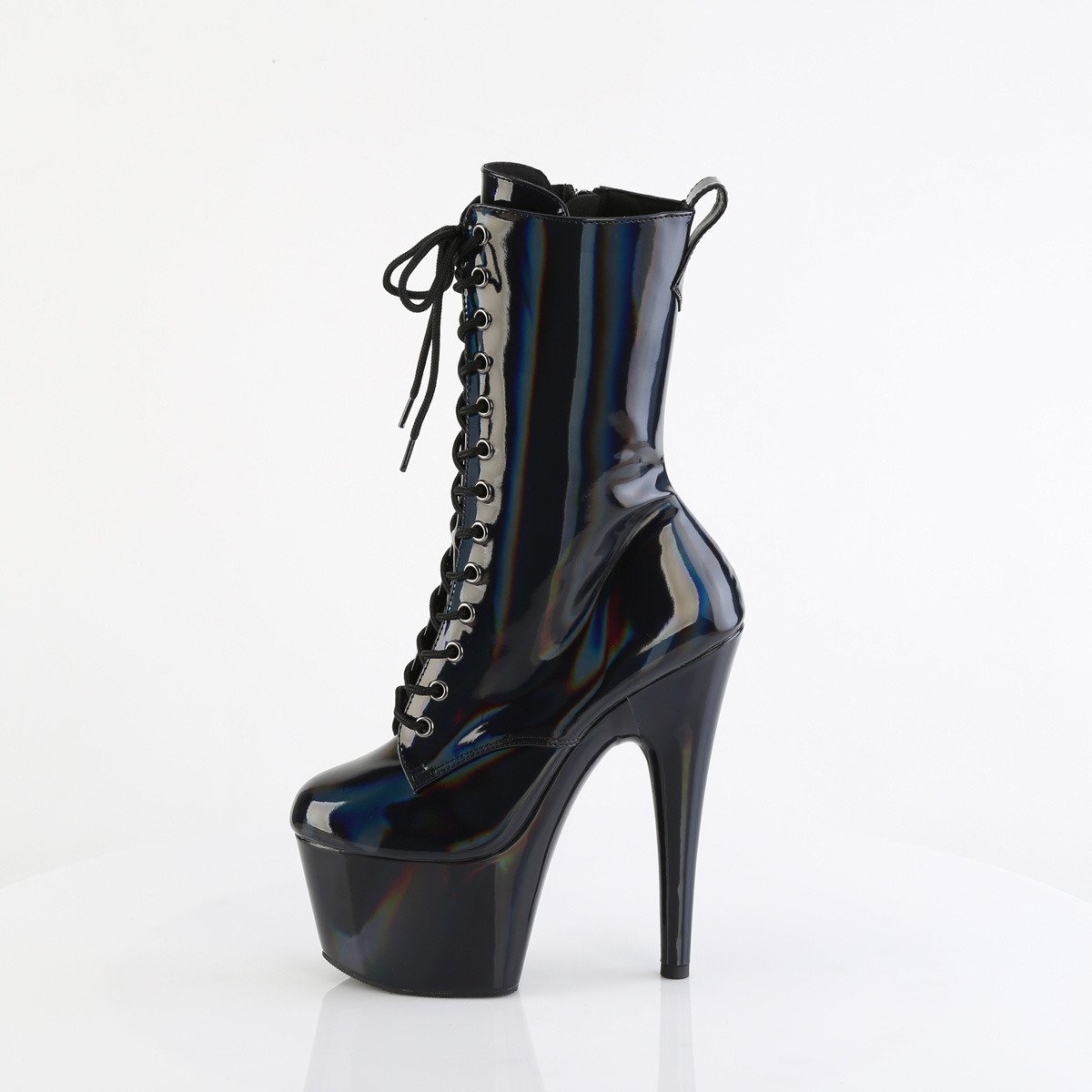 Pleaser Adore-1040WR-HG BHG/M - Shiny Black High-Platform Ankle Boots
