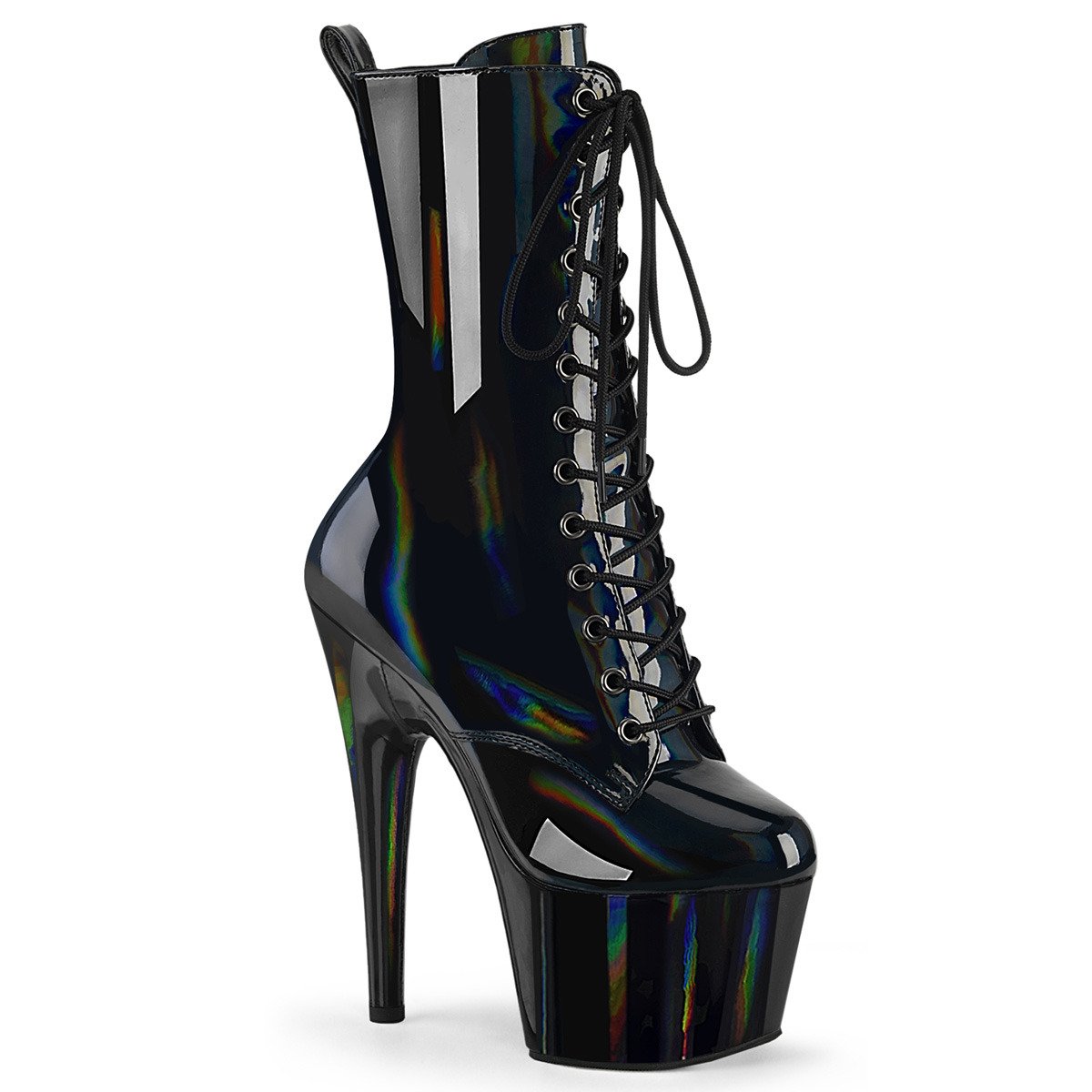 Pleaser Adore-1040WR-HG BHG/M - Shiny Black High-Platform Ankle Boots