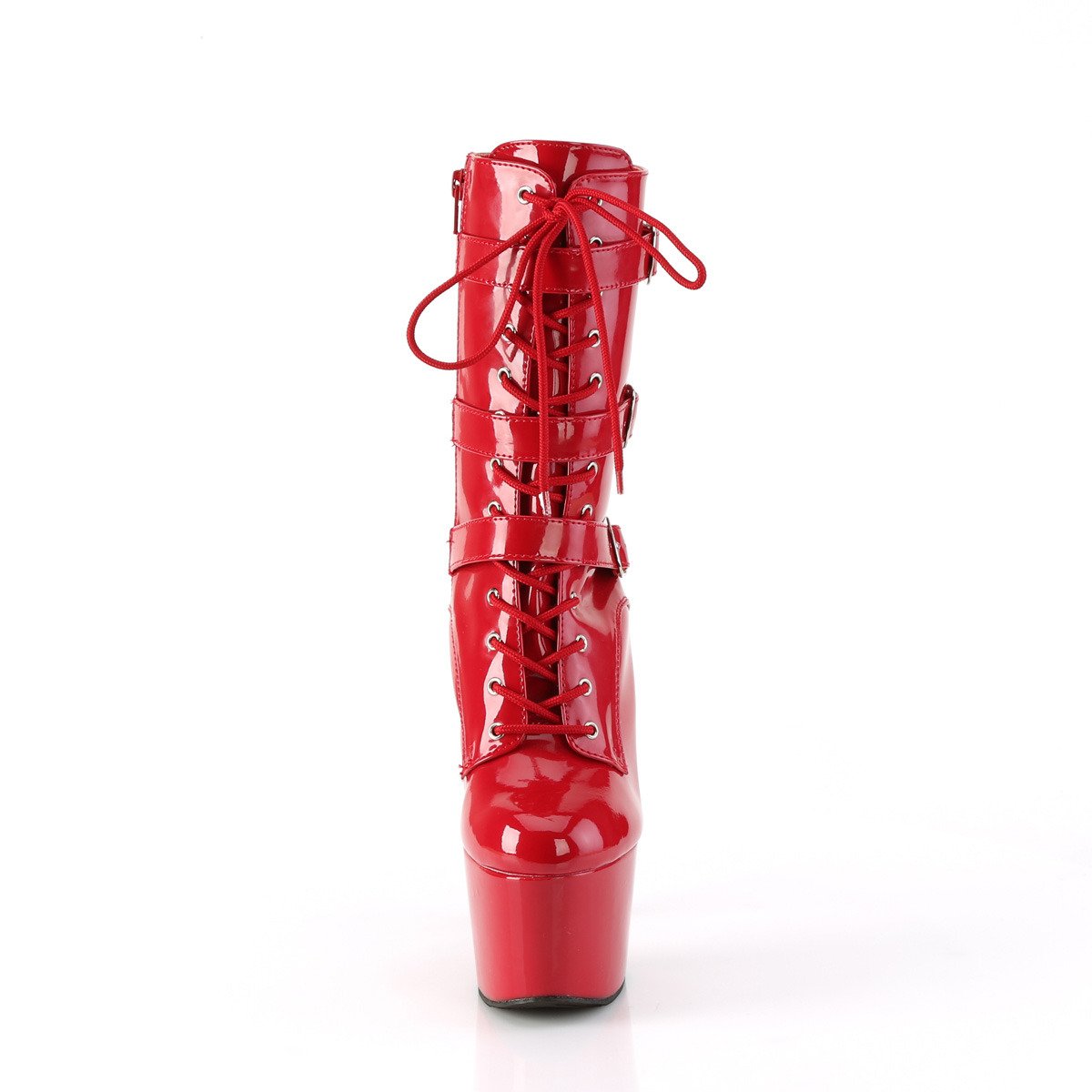 Pleaser Adore-1043 R/M - Shiny Red High-Platform Ankle Boots