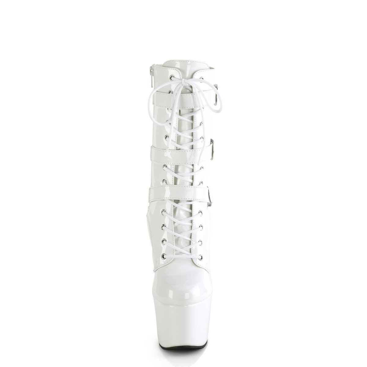 Pleaser Adore-1043 W/M - Shiny White High-Platform Ankle Boots