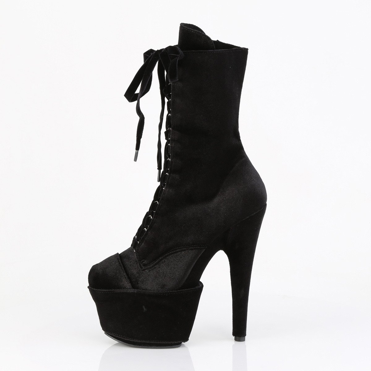 Pleaser Adore-1045VEL B/M - Black High-Platform Ankle Boots