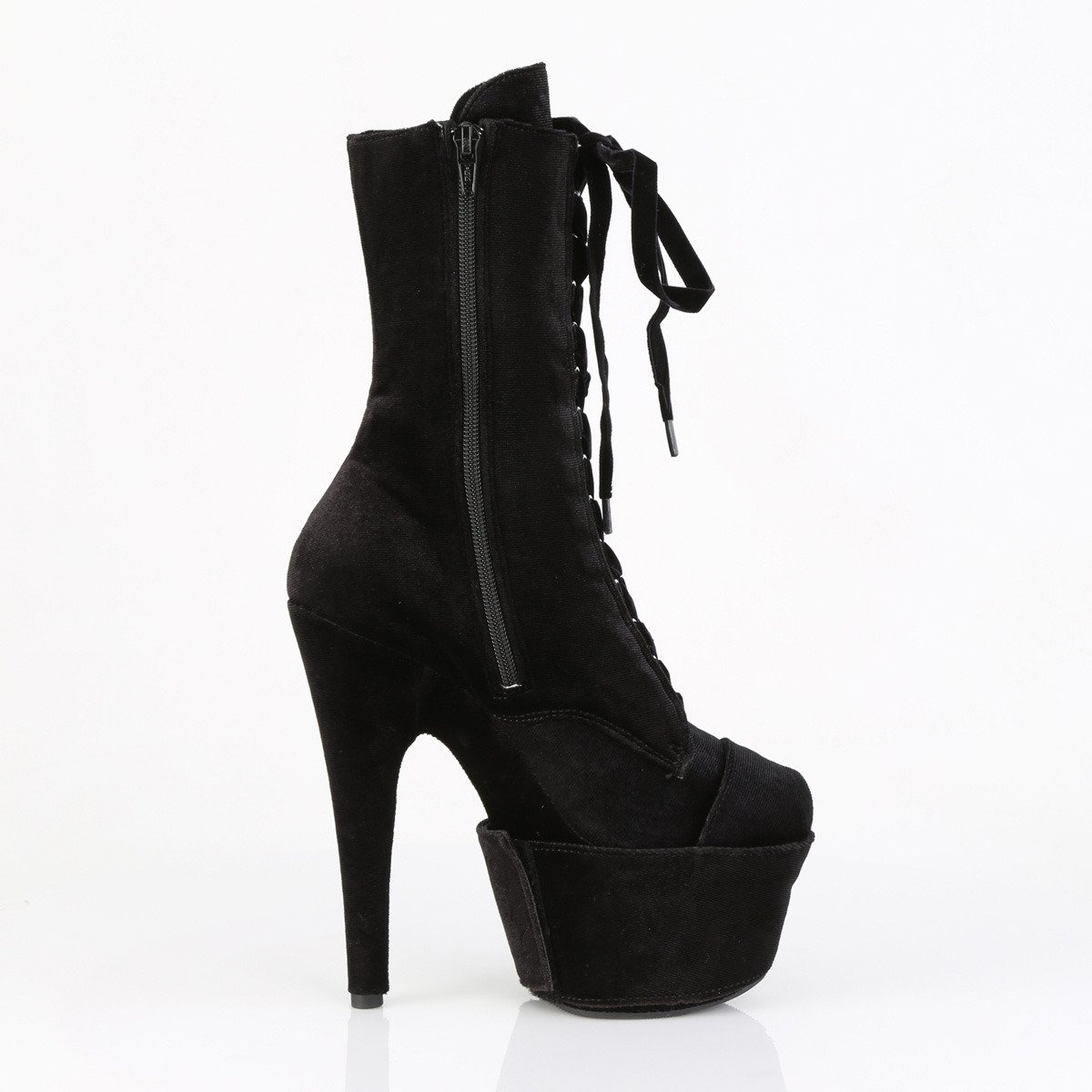 Pleaser Adore-1045VEL B/M - Black High-Platform Ankle Boots