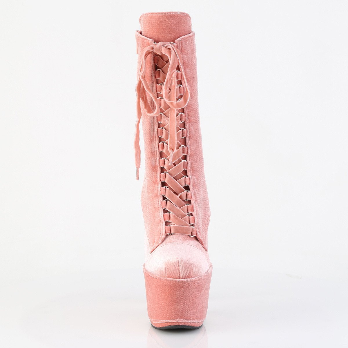 Pleaser Adore-1045VEL DTPN/M - Pink High-Platform Ankle Boots