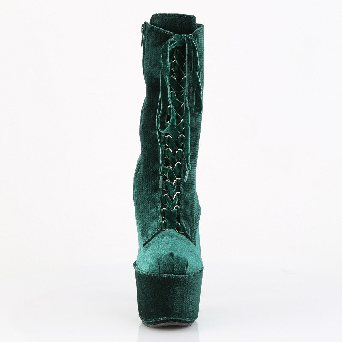 Pleaser Adore-1045VEL EMGN/M - Green High-Platform Ankle Boots