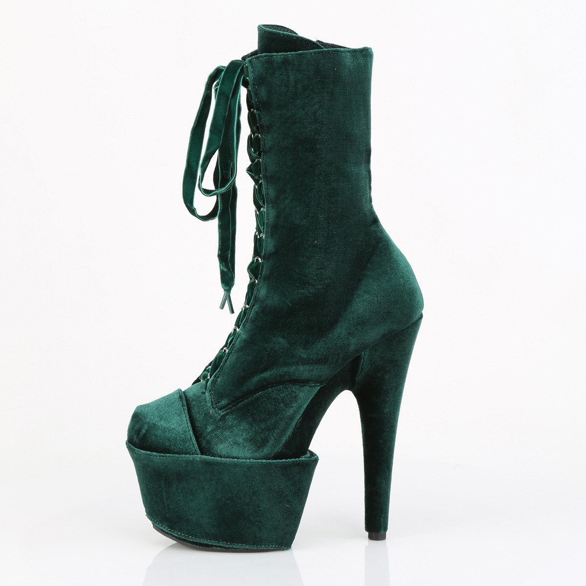 Pleaser Adore-1045VEL EMGN/M - Green High-Platform Ankle Boots