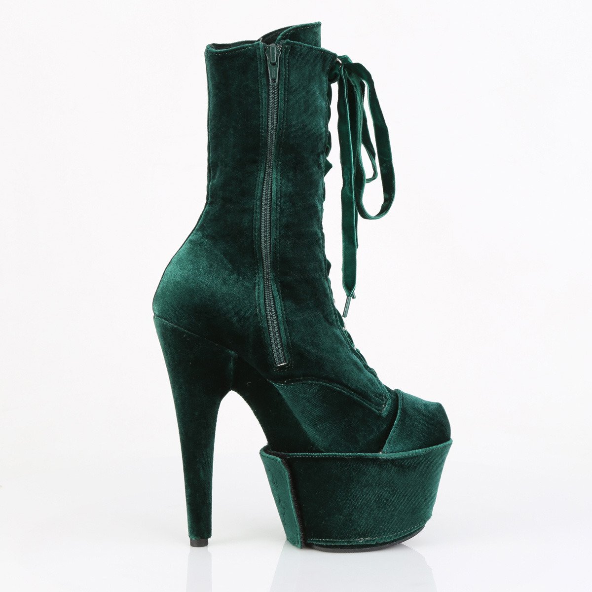 Pleaser Adore-1045VEL EMGN/M - Green High-Platform Ankle Boots