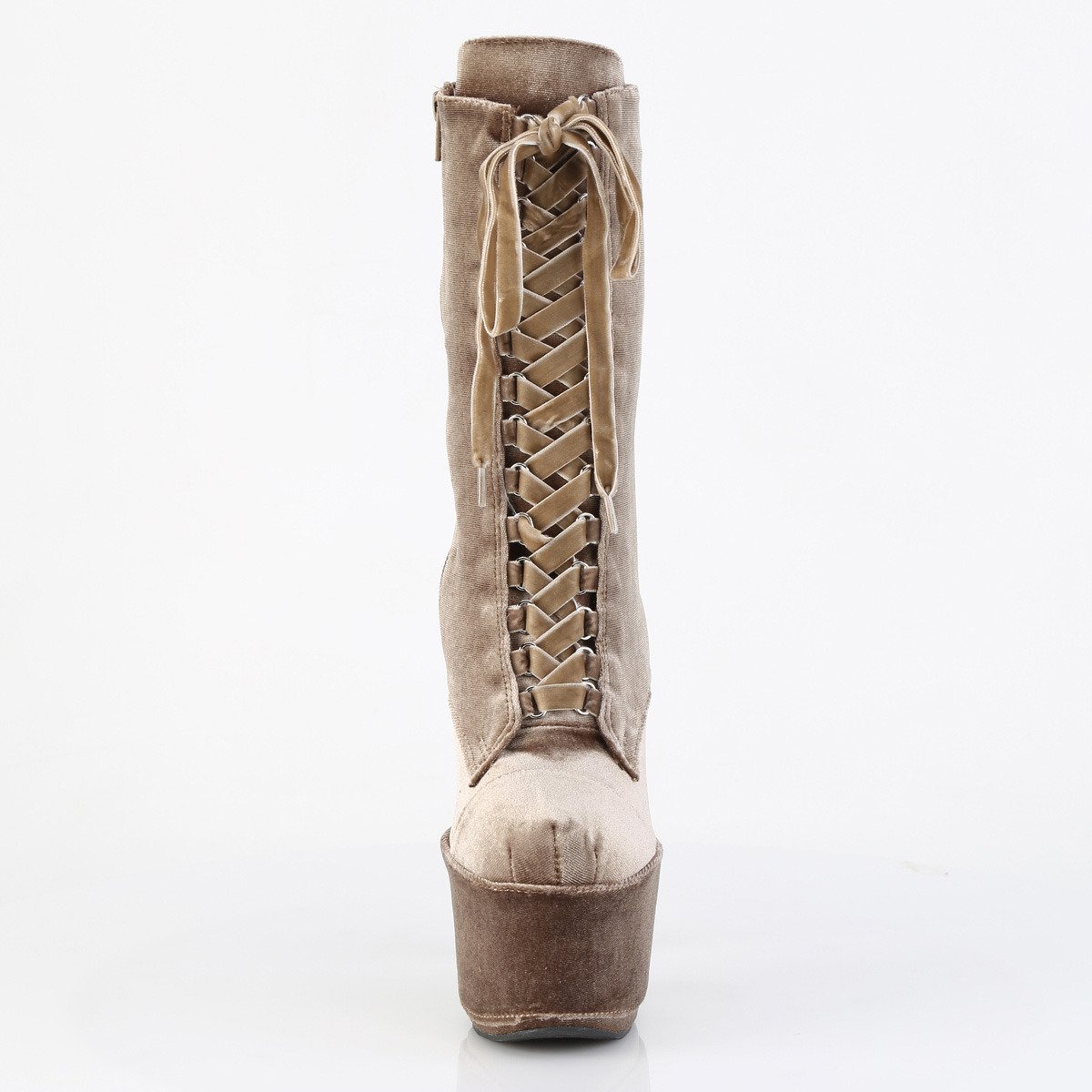 Pleaser Adore-1045VEL K/M - Brown High-Platform Ankle Boots