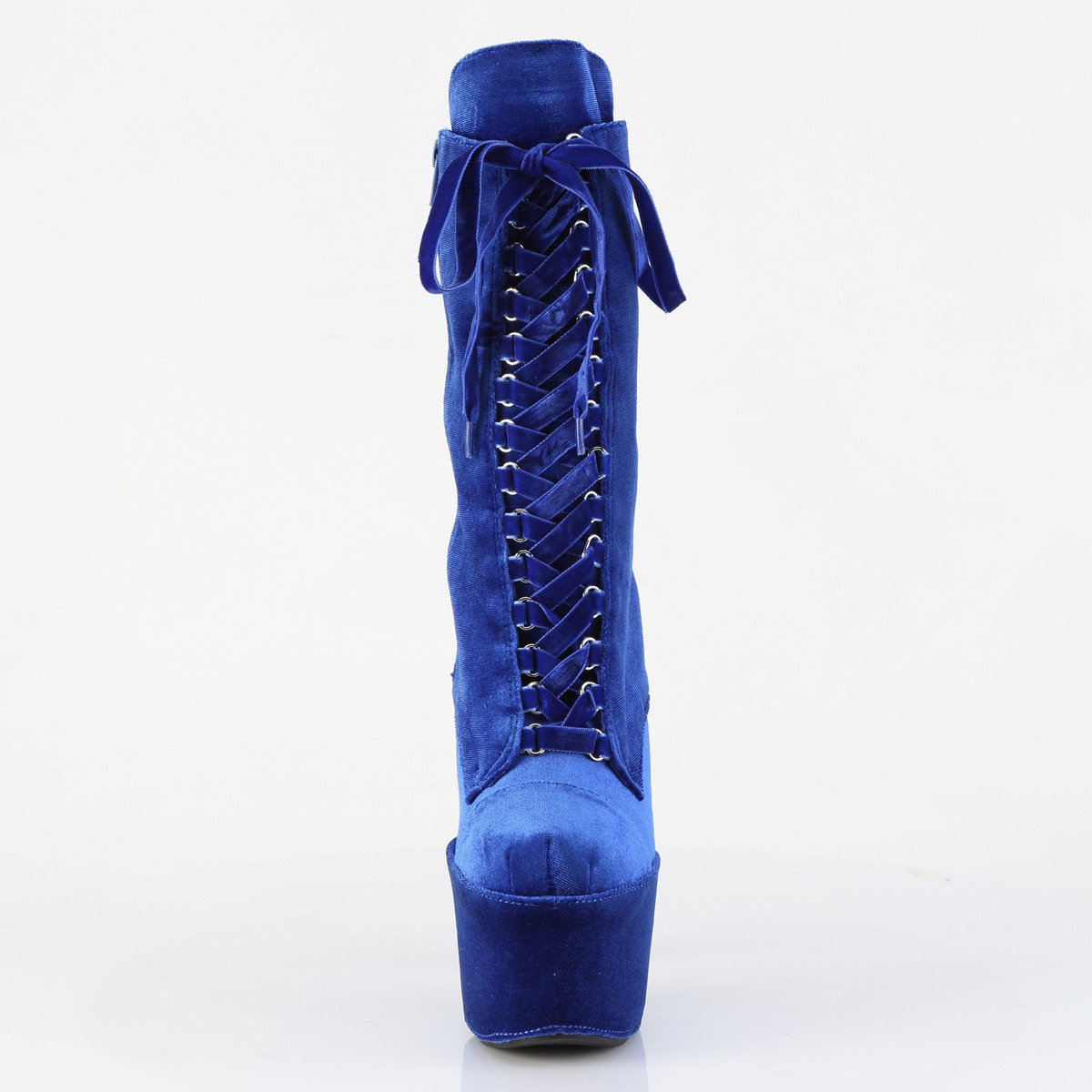 Pleaser Adore-1045VEL NB/M - Blue High-Platform Ankle Boots