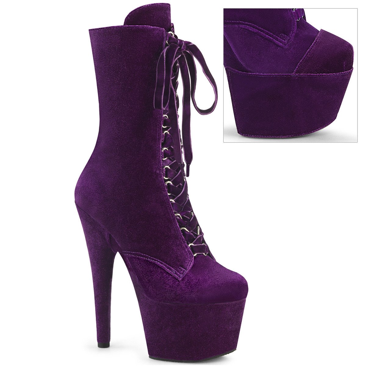 Pleaser Adore-1045VEL PP/M - Violet High-Platform Ankle Boots