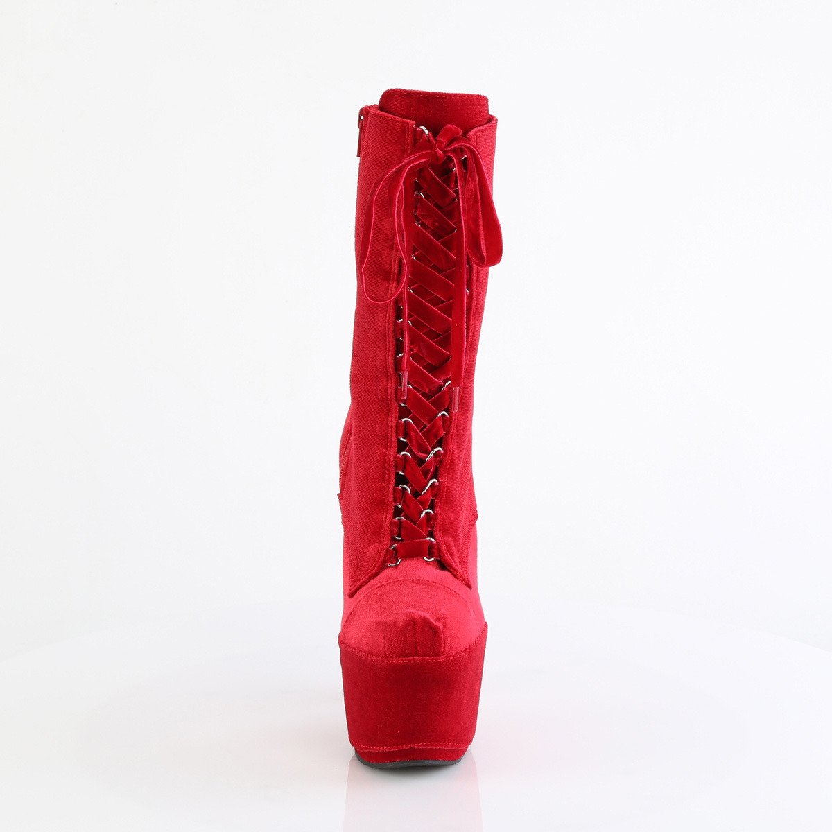 Pleaser Adore-1045VEL R/M - Red High-Platform Ankle Boots