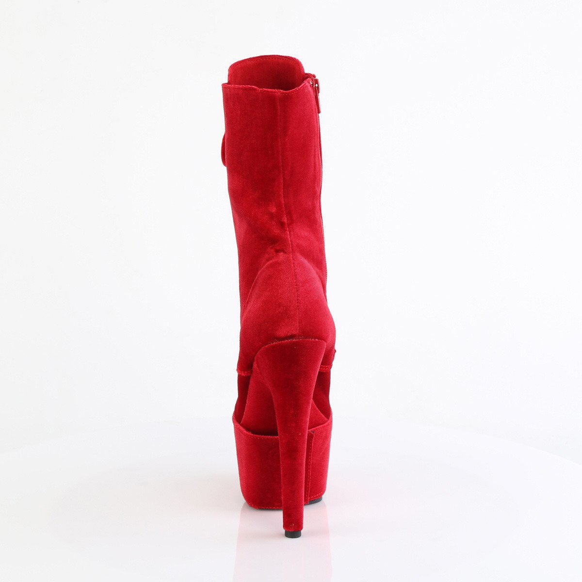 Pleaser Adore-1045VEL R/M - Red High-Platform Ankle Boots